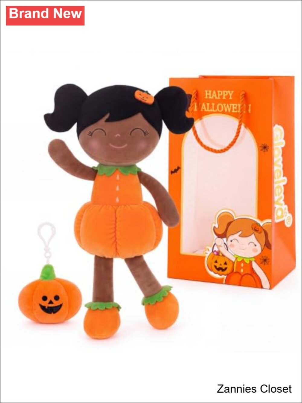 👻 Gloveleya Halloween Pumpkin Plush Doll 3-Piece Gift Set with Trick-or-Treat